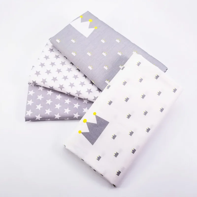 

50x40cm Twill Fabric Printed Star&Crown Pattern Patchwork Cloth For DIY Sewing Quilting Fat Quarters Material For Baby&Child