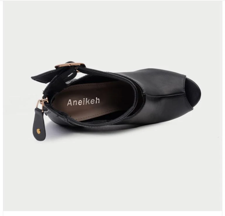 Aneikeh/женские туфли-лодочки в гладиаторском стиле; женские пикантные Босоножки с открытым носком на высоком каблуке с ремешком и пряжкой в римском стиле; обувь для вечеринки и свадьбы; Цвет Черный; размеры 41, 42