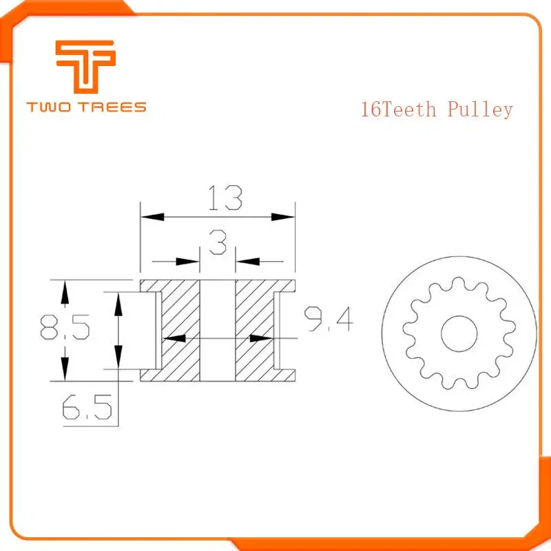 Два дерева GT2 холостой шкив 16/20 зуб Диаметр колес 3/5 мм алюминиевый Шестерни зубы Ширина 6/10 мм 3D-принтеры для Reprap часть