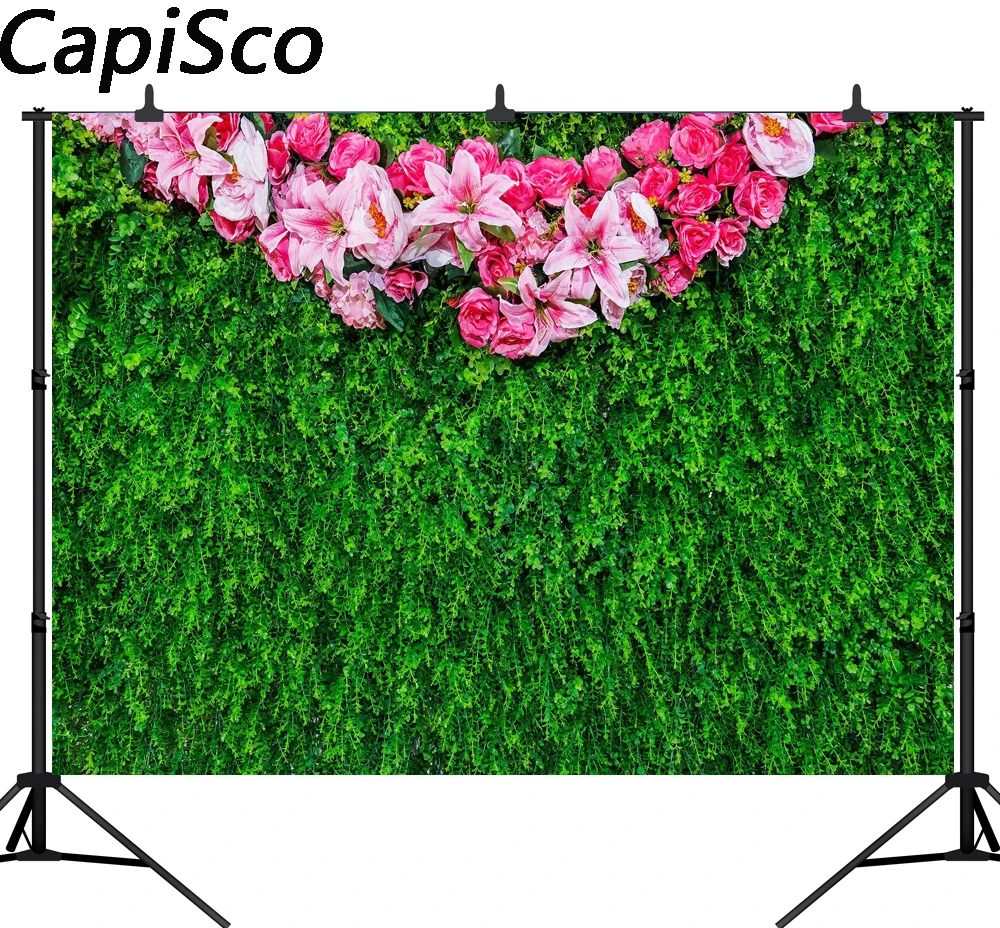 

Capisco Photography Backdrops flower Green Leaves Wall Photo Background Custom Children Photography Backdrops for photo studio