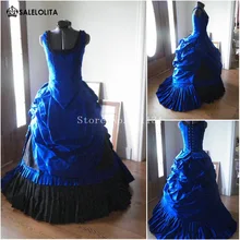 Edwardian era/платье для бала-маскарада; синее платье в готическом стиле; викторианское платье королевы; праздничное платье для карнавала; театральное платье для сцены