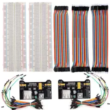 2 шт. 830 беспаечная макетная плата с точками+ 2 модуля питания 3,3 В/5 В+ 2 пачки 65 шт. перемычки+ 120 шт. 20 см перемычки