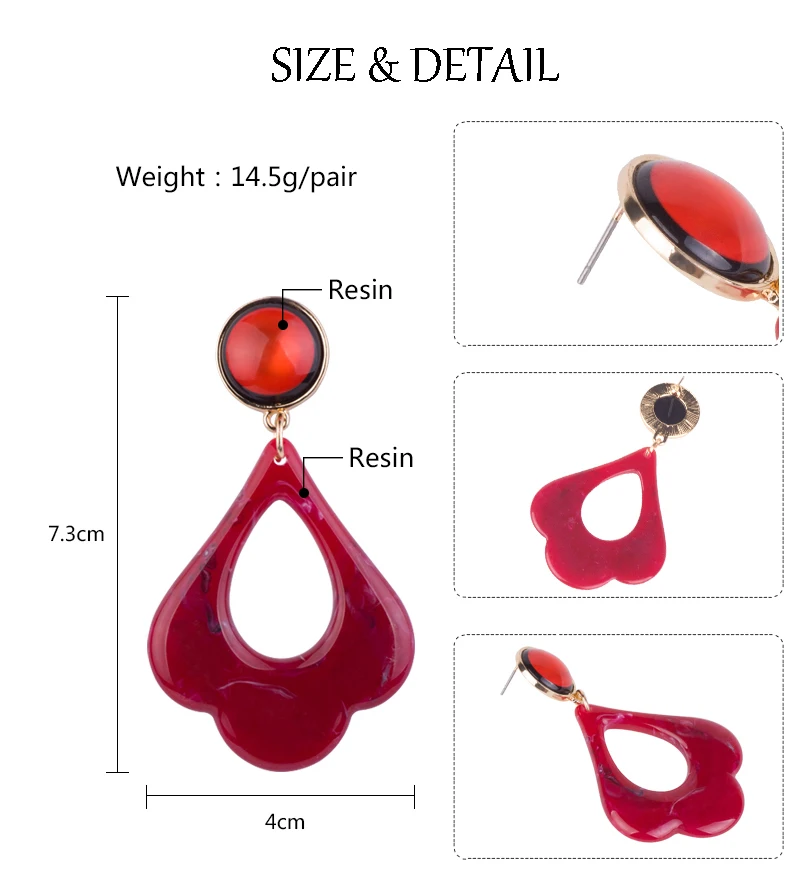 YUQINQIN Trendy Drop Earrings for Women Acrylic Earrings Female Big Long Flower Dangling Fashion Elegant Resin Wedding Earring (1)