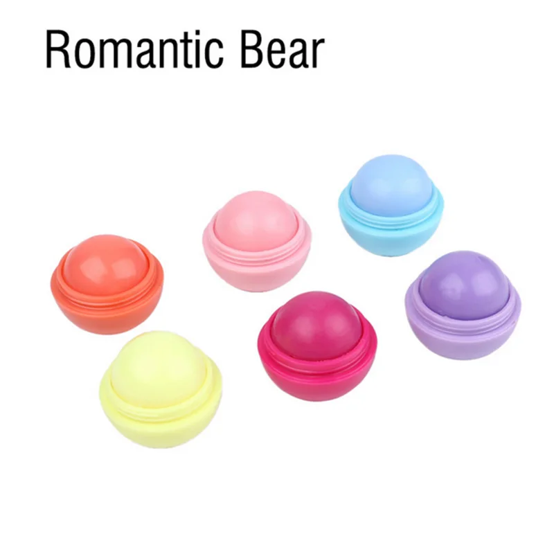 

romantic bear lipbalm Natural Plant Sphere Pomade Lip Balm tint,Organic Lip round Ball batom covered Lipstick