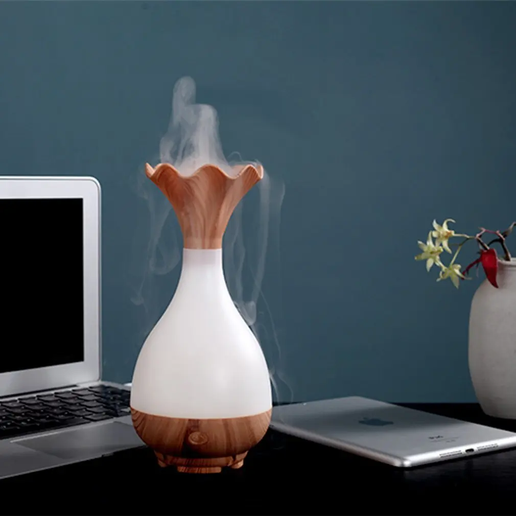 

Creative Vase Shape Air Humidifier USB Charging Essential Oil Diffuser Colorful LED Light Air Purifier for Home Office