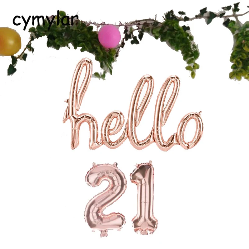 Розовое золото Hello 30 Детские шары для душа 21-го 30го дня рождения Декор 21 30 количество шары надувные воздушные шары