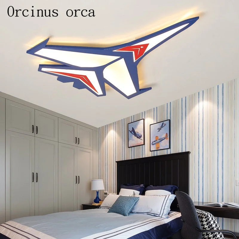 

Modern cartoon aircraft ceiling lamp children's room boy bedroom creative warm eye energy saving blue aircraft ceiling lamp