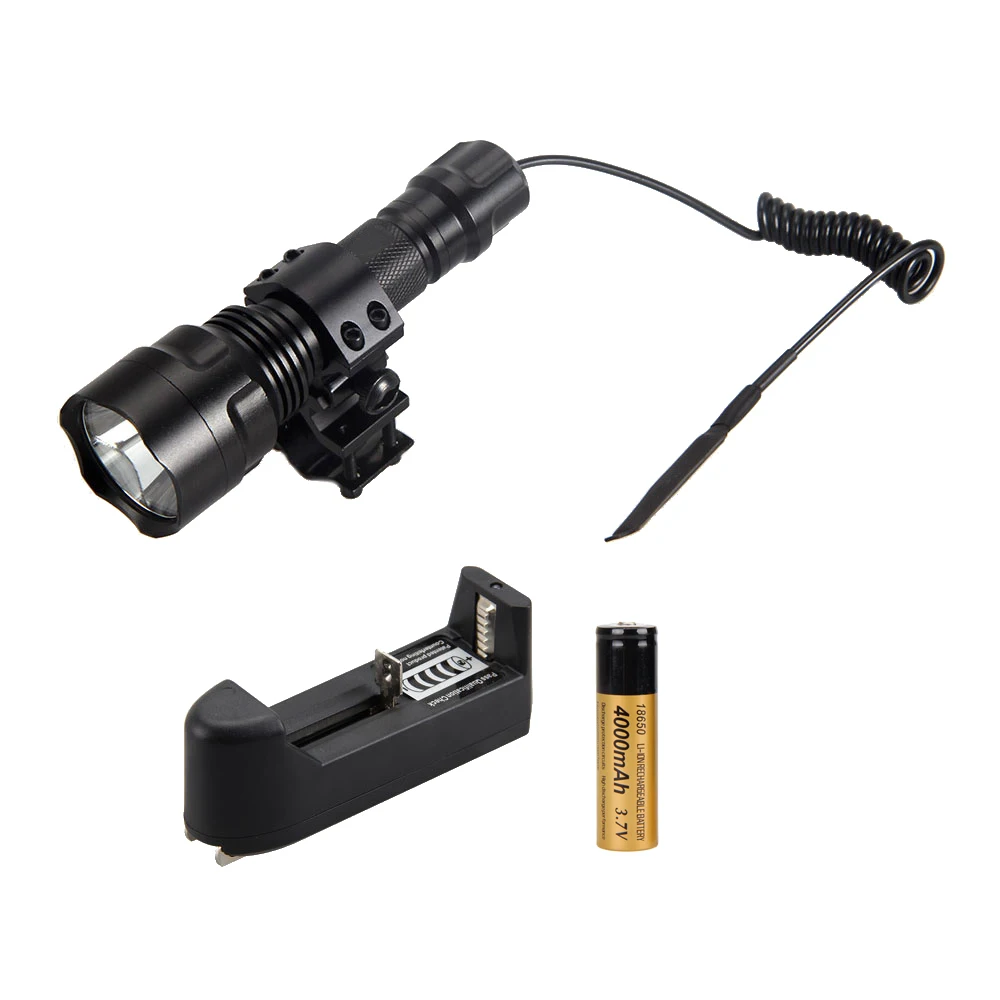 

Tactical Blue LED Flashlight Torch Hunting Lamp+Mount Gun+Remote Pressure Switch