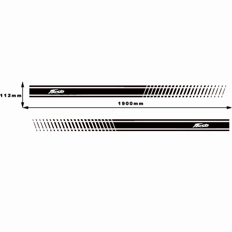 Наклейка на автомобиль, стильная наклейка на кузов автомобиля, Виниловая наклейка на тело, наклейка в полоску, наклейка s для Ford Fiesta, автомобильный Стайлинг - Название цвета: Черный