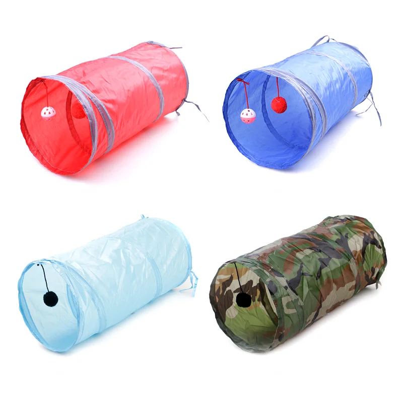 4 Colors MIni Lovely Cat Ring Paper Two way Tunnels Pet Training Supplies Foldable Kitten Tunnel Toy with Ball Tease Toy|toys toys|toys toys toystoys