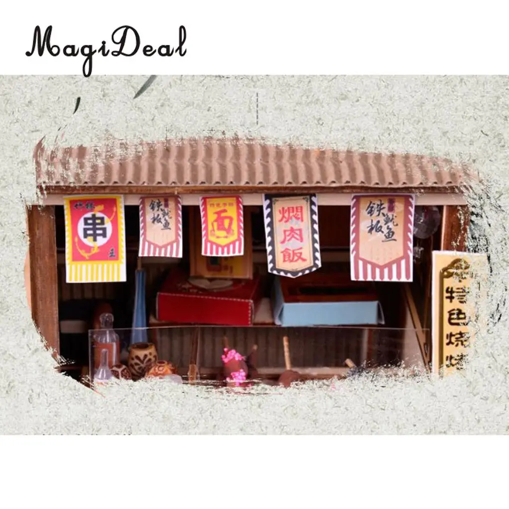 1/24 DIY Dollhouse Miniature Kit with Furniture, Light BBQ Restaurant Gift