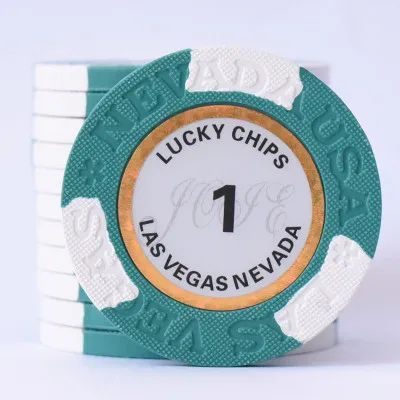 10pcs/set NEVADA Poker Chips in clay 14g insert iron Texas hold'em coin Casino quality - Цвет: 10pcs  1