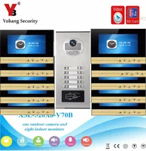 YobangSecurity Video Intercom 7 inch Monitor Video Door Phone Doorbell Camera RFID Access With Video Recording for 10 Apartment