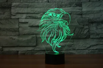 

Eagle 3D LED Night Light Touch Table Desk Optical Illusion Lamps, 7 Color Changing Mood Lights with USB Charger