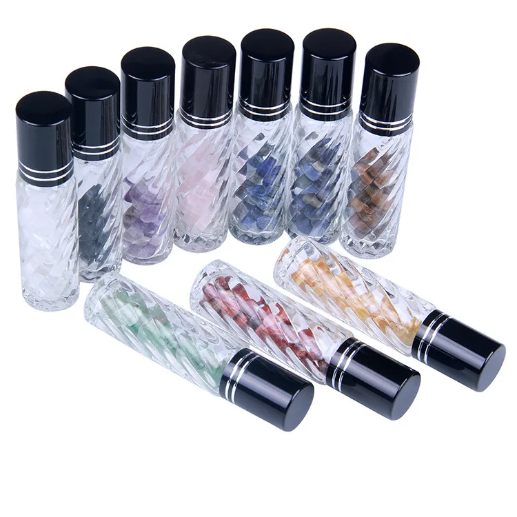 Natural Crystal Glass Essential Oil Gemstone Roller Ball Chip Refillable Bottles 10ml 10pcs/lot P220 10pcs new mx25l3233fzbi 08g mx25l3233f package uson8 memory chip ic