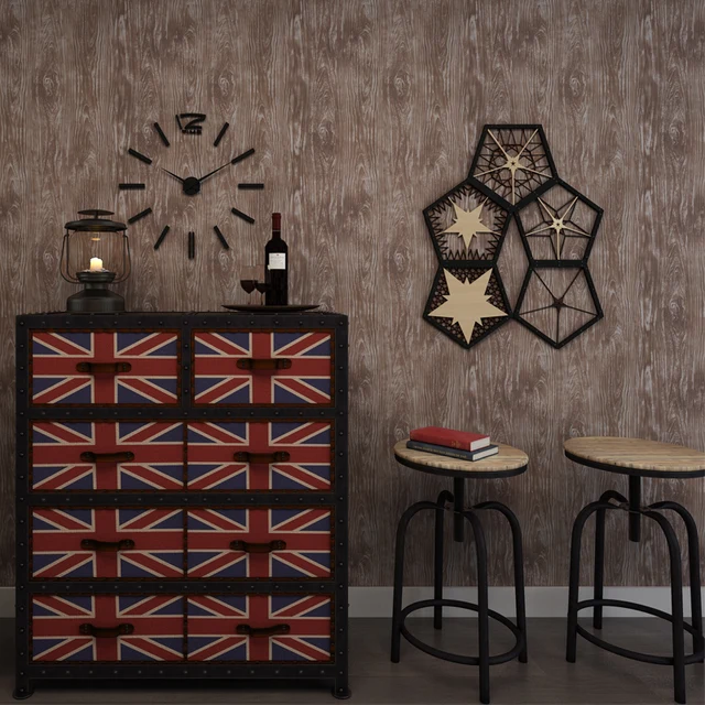 vintage wood textured wall paper waterproof pvc wallpapers 3 d