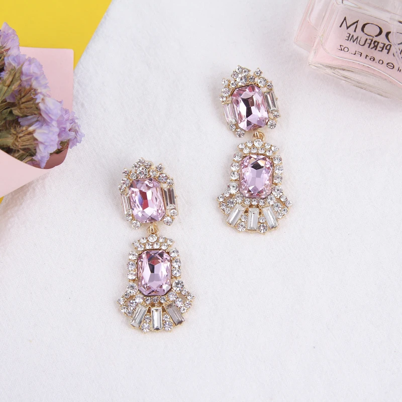 AE-CANFLY, роскошные винтажные розовые стразы, серьги с кристаллами для женщин, Висячие аксессуары, вечерние, подарок, бижутерия