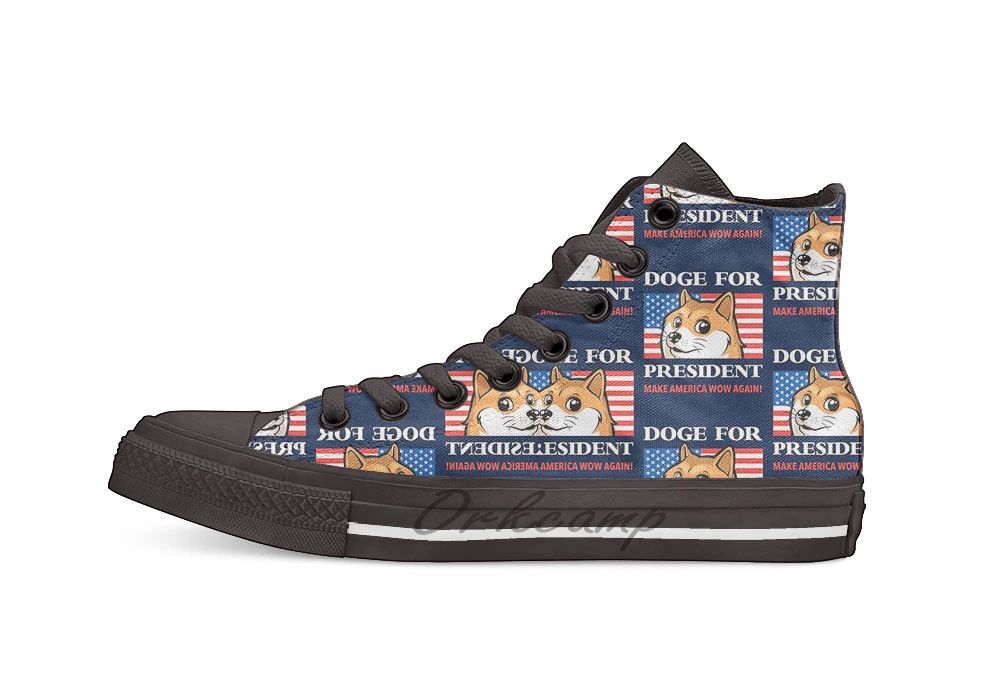

Doge For President Unisex High Top Canvas flat Casual Custom shoes Drop Shipping