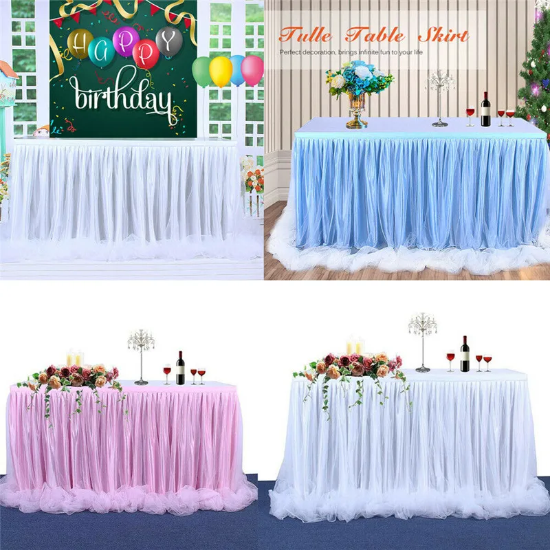 

Large Tulle Table Skirt Cover Birthday Wedding Decoraton Festive Party Decor Table Cloth Home Textile