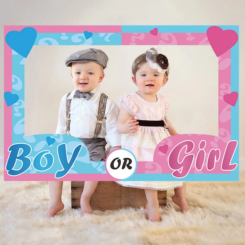 

Gender Reveal Baby Shower boy or girl Paper Photo Frame Photo Booth Babyshower Photo Props Christening 1st Birthday Decoration