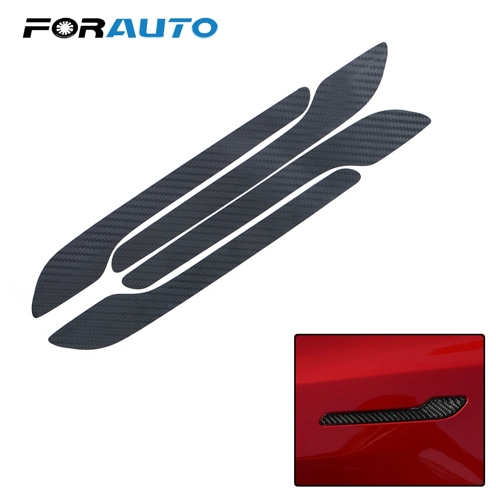 

FORAUTO 4Pcs/Set Protector Decals Car Door Handle Sticker Decorative Car-styling For Tesla Model 3 Anti-scratch Door Handle Wrap