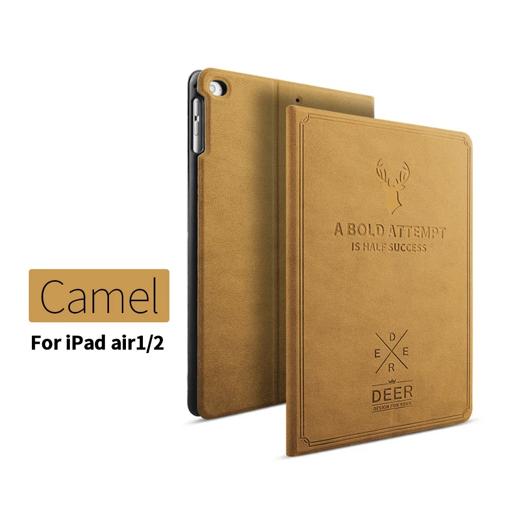 Caseier подставки в стиле ретро защитный чехол для IPad Air 1 2 чехол Роскошный PU Funda для Ipad Mini 1 2 3 Smart Sleep Coque Carcasa чехлы - Цвет: Camel
