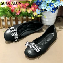 SUOJIALUN 2019 Spring New Women Flats Shoes Ballet Flats Slip On Loafers Womens Zapatos Mujer Ballet Flats Womens Casual Shoes dqg 2018 spring casual women shoes loafers flats slip on zapatos mujer solid ladies shoes oxfords chaussures femme