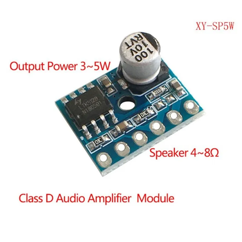 

XY-SP5W 5128 Digital Amplifier Board Class D 5W Mono Audio Amplifier Module