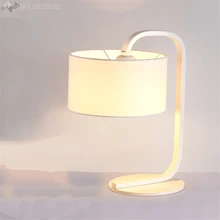Американская простая ткань абажурная настольная лампа металлическая настольная лампа для гостиной спальни прикроватная защита глаз домашний осветительный прибор