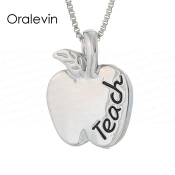

To teach is to touch lives forever Reversible Teacher Apple Pendant Necklace Gift for Teacher,18",20Pcs/Lot, #LN1394