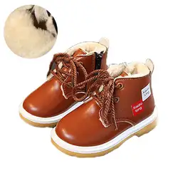 Зимние детские полуботинки Chaussure Детские Модные на шнуровке модные ботинки детская теплая обувь для мальчиков и девочек сапоги обувь 2018 #16