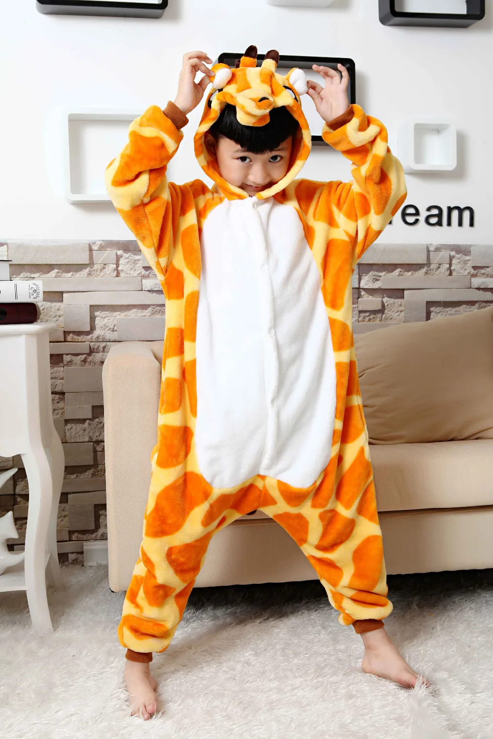Unisex Kids Children Boys Girls Costume Pajamas Animal Onesie Giraffe