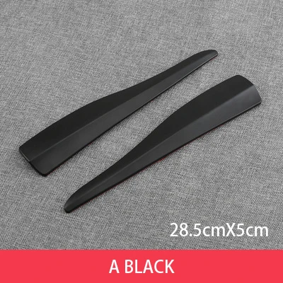 2pcs Car Front Rear Bumper Protector Guard Strip Rubber Scratch Sticker Black White Carbon Universal Adhesive Auto Lip Splitter - Цвет: A Black