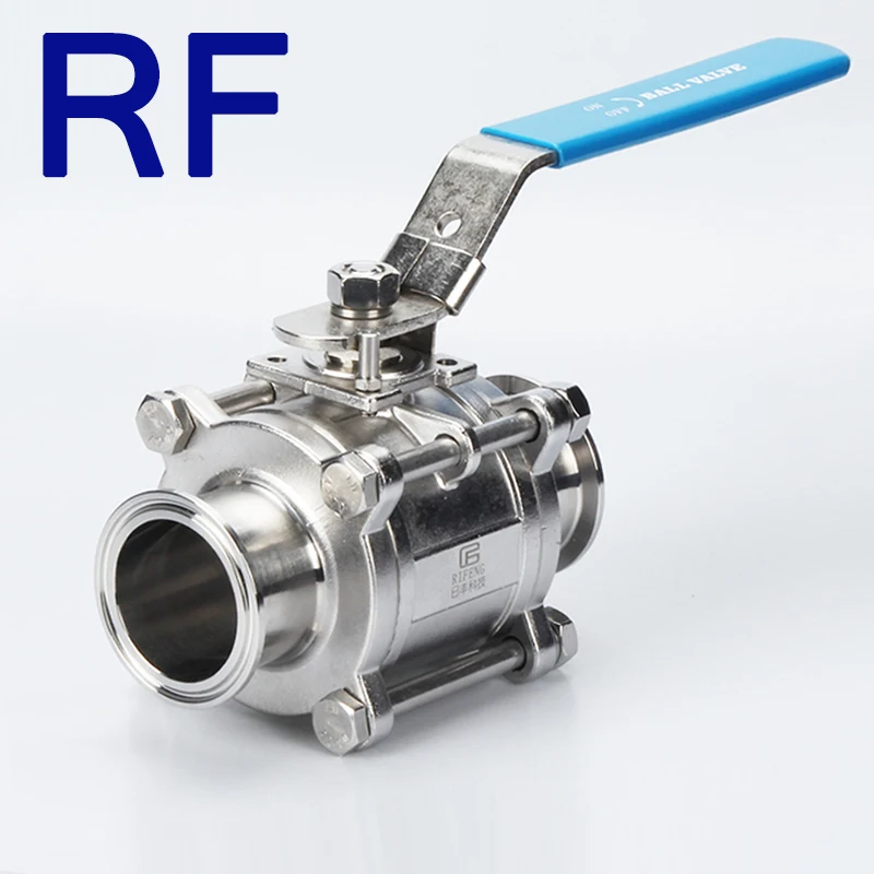 RF 3/4" SS304 316L 3 Pc Type Full Port Ball Valve Sanitary Tri Clamp