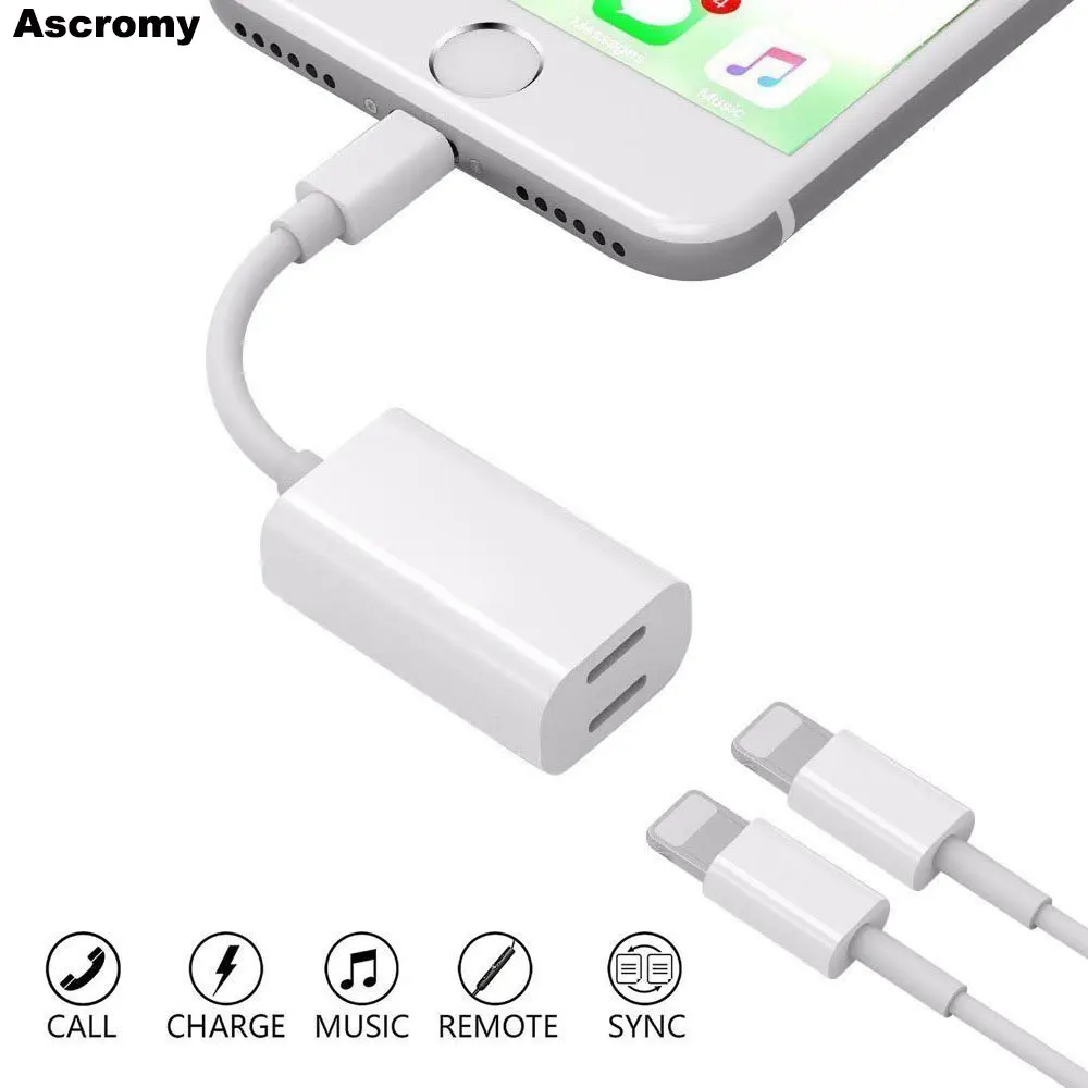 Ascromy 2 в 1 для Apple iPhone 7 Plus 8X10 адаптер сплиттер двойной разъем наушников аудио кабель