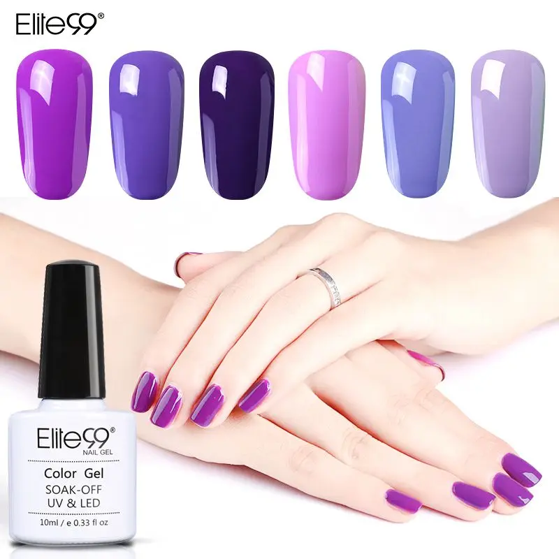 

Elite99 10ml 12pcs/Set Purple Color Series UV Gel Lacquer Nail Varnish Need UV Gel Base And Top Coat Need Lamp To Cure