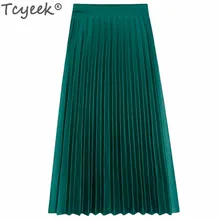Tcyeek женская одежда больших размеров 4XL юбки Модные новейшие Весенние длинные плиссированные юбки Офисная Женская повседневная одежда LWL378