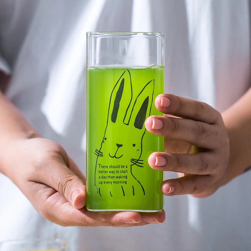 Creative Printed Glass Mug - Unique 400ml Drinkware for Coffee, Tea, and More