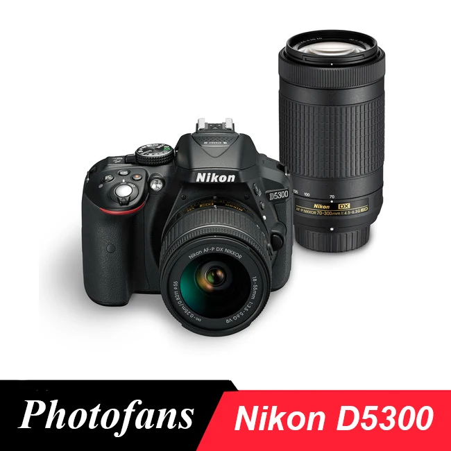 Nikon D5300 DSLR камера двойной объектив Комплект с Nikon AF-P 18-55 мм объектив и Nikon AF-P 70-300 мм VR объектив