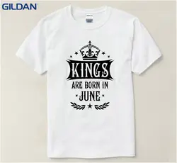 Черная футболка Для мужчин короткий рукав Kings рождаются в июне King с днем рождения забавная футболка 2017 100% хлопок большой POP