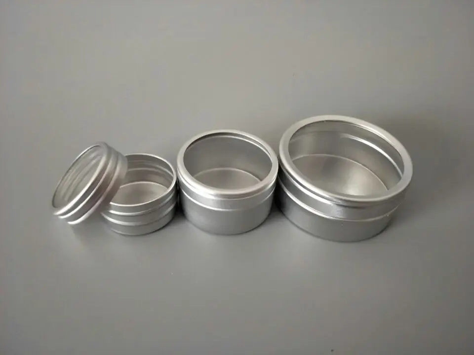 

50pcs 10g 20g 40g Aluminum Cosmetic Cream Jar Window Cap, Empty Metal Jars, 10ML 20ml 40ml Aluminum Box, Packing Tins Container