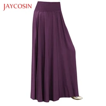 JAYCOSIN модная женская однотонная плиссированная винтажная юбка с эластичной резинкой на талии трапециевидная свободная длинная юбка плиссированная однотонная до щиколотки 5 цветов