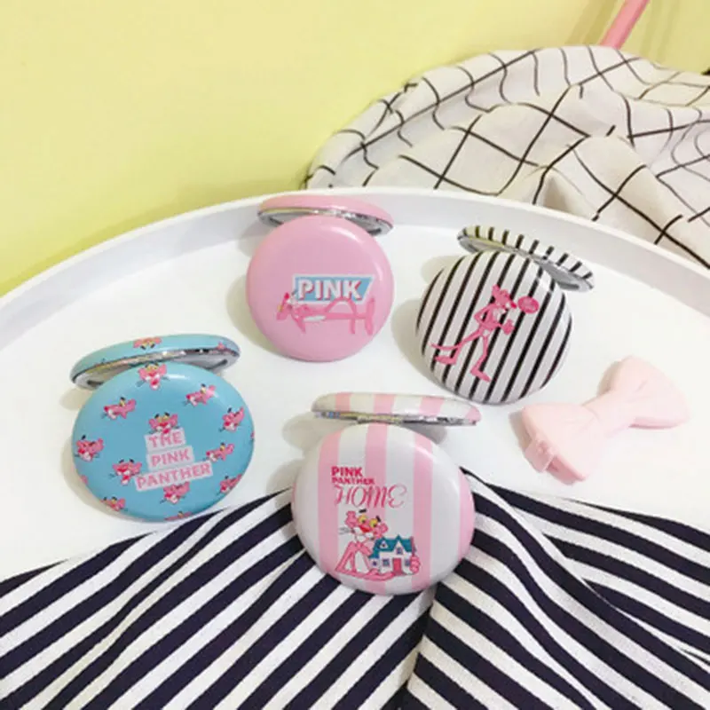 

Round Stripe Make Up Mirror Monkey Print Pocket Mirror Round Double Side Cosmetic Mirror Small Folding Mirror
