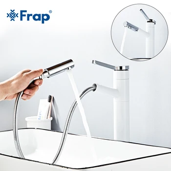 Frap New White and gold Spray high sink Faucet Bathroom Fitting Crane 360 Free-Rotating Single Hot and Cold Basin Faucet tap Frap New White and gold Spray high sink Faucet Bathroom Fitting Crane 360 Free-Rotating Single Hot and Cold Basin Faucet tap