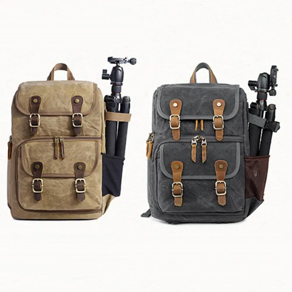 

New Retro Waterproof Canvas Camera Shoulder Backpack DSLR SLR Case Rucksack Bag