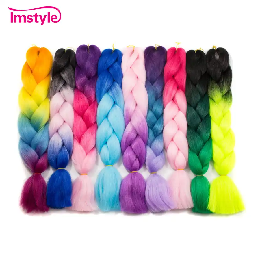 Jumbo Braids Hair Ombre Two Tones Colored 15 Colors Synthetic Hair