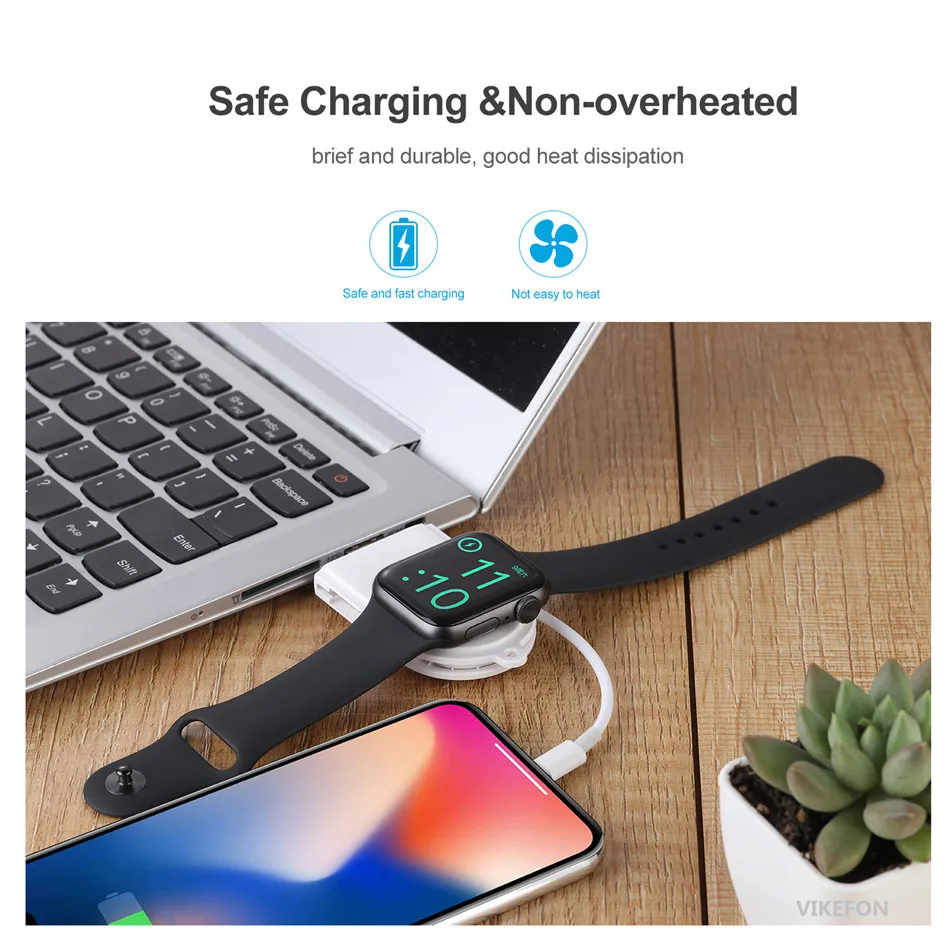 Беспроводное зарядное устройство VIKEFON 2в1 для Apple Watch 5/4/3/2/1 умное быстрое