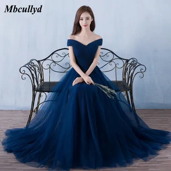 

Mbcullyd Formal A-line Long Bridesmaid Dress 2018 Sexy Off Shoulder Royal Blue Maid of honor Dresses for Weddings Cheap Sale