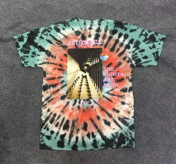 

19SS Travis Scott Astroworld T Shirt 1:1 High Quality Eye Print Tie Dye Astrworld T-shirt Hip Hop ASTROWORLD Tshirt Fog Top Tee