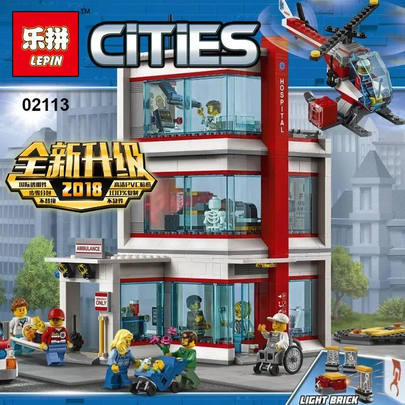 

Lepin 02113 Kids Toys Compatible 60204 legoing City Hospital Set Toy Model Building Blocks Bricks Kits Funny DIY Christmas Gifts